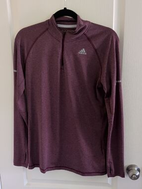 adidas Heathered Plum Quarter-Zip Pullover